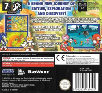 Sonic Chronicles - Yami Jigen kara no Shinryakusha (Japan) box cover back